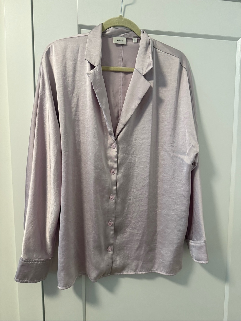 Wilfred Light Lavender Satin Button-Down Blouse